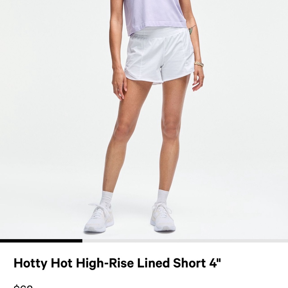 lululemon athletica Women's White Hotty Hot High-Rise Lined Shorts worn once 4in